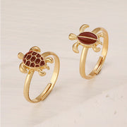 Two Cute Turtles Stacked Ring Plated 14K Gold Design – Everyday Gifts — 4