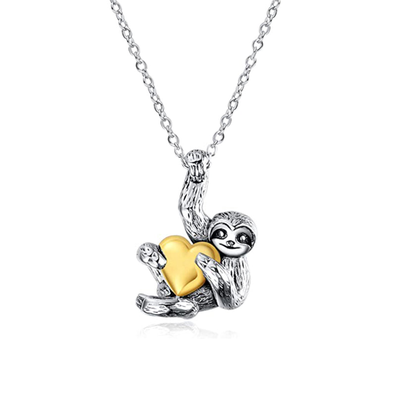 Cute Animal Small Sloth Heart Pendant Necklace – Jewelry Gift Ideas — 1