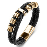 Men's Leather Titanium Steel Punk Bracelet – Jewelry Gift Ideas — 4