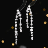 Geometric Color Zircon Double Tassel Earrings – Gift Ideas — 6