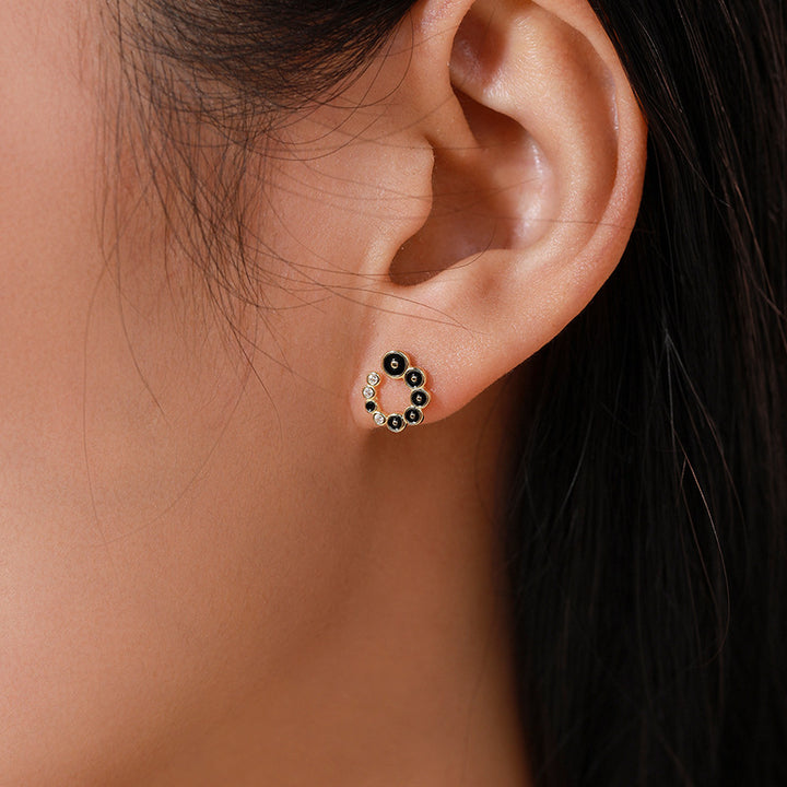 S925 Silver Black Round Micro Zircon-encrusted Stud – Practical Gifts — 1
