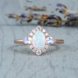 Inlaid Moonstone Opal Bronze Ring – Unique Gift Ideas — 5