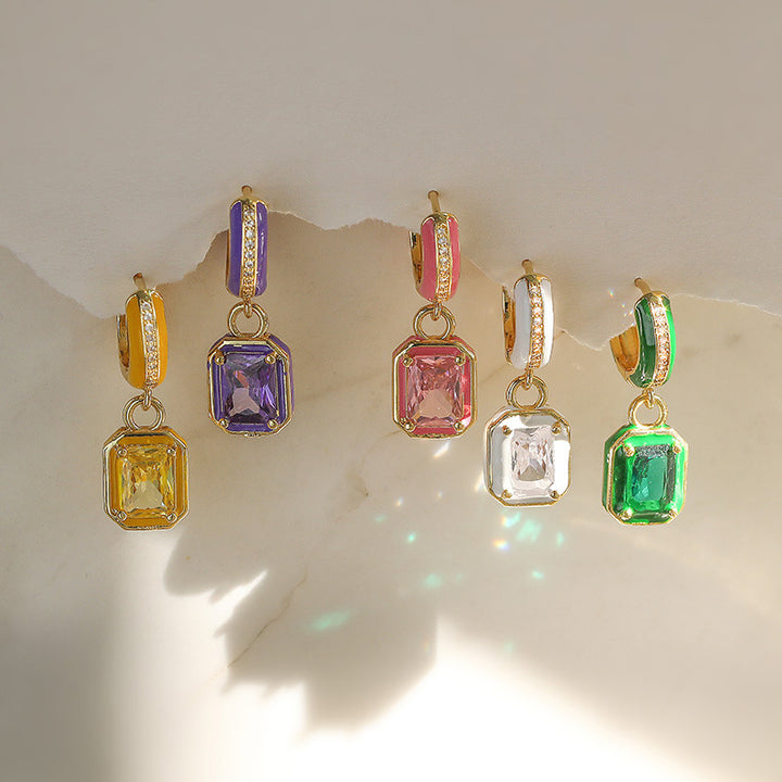 Sweet Colorful Drop Oil Copper Inlaid Color Diamond – Practical Gifts — 1