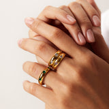 18K Gold Stainless Steel Retro Micro Set Ring – Small Gift Ideas — 4