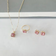 Square Women's Fashion Simple Necklace Rings Ear Studs – Stylish Gifts — 2
