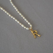 Rice Pearl Fashion Simple Letter Pendant Necklace – Jewelry Gift Ideas — 13