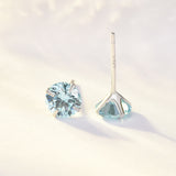 Simple Birthstone Four-Claw Zircon Earrings – Holiday Gift Ideas — 9