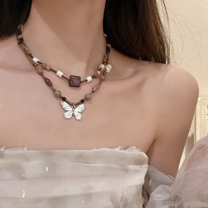 Vintage Beaded Butterfly Necklace For Women – Jewelry Gift Ideas — 1