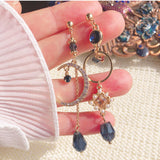 Women's Blue Waterdrop Charm Long Asymmetric – Gifts for Her — 4
