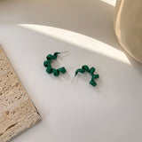 Retro Dark Green Earrings Korean Style Temperament – Stylish Gifts — 13