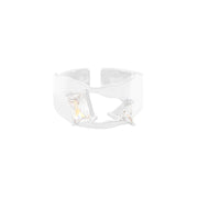 Irregular Surface Triangle Zircon Ring Sterling Silver – Gifts for Her — 5