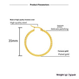 18K Gold-plated Dense Emboss Round Ring Earrings – Holiday Gift Ideas — 6