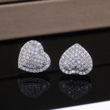 Fashion OL Micro Inlaid Zircon Heart Stud Earrings – Stylish Gifts — 1