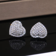 Fashion OL Micro Inlaid Zircon Heart Stud Earrings – Stylish Gifts — 1