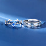 Couple Style Fashion Blue Diamond Antler Ring – Stylish Gifts — 3