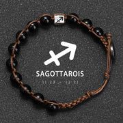 Natural Stone 12 Zodiac Obsidian Hand-woven Bracelet – Stylish Gifts — 13