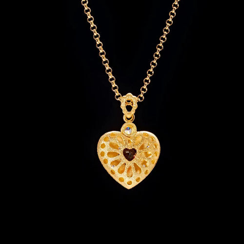 Brushed Heart S925 Silver Gold Plated Garnet – Jewelry Gift Ideas — 2