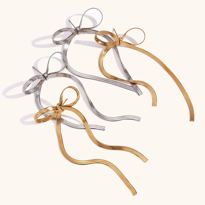 Women's Fashion Blade Chain Bow Earrings – Stylish Gifts — 1