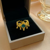 Chinese Style Blue Green Golden Balls Tassel Ring – Stylish Gifts — 4