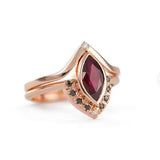 Diamond Ruby Set Black Diamond Women's Two Piece Ring – Gifts for Her — 2