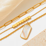 Three-layer Twin Hollow Rectangular White Shell – Jewelry Gift Ideas — 5