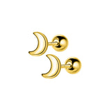 S925 Silver Earrings Female Glossy Moon With Ear Plug – Gifts for Her — 5