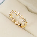 Fashion Rose Gold Rattan Leaf Ring – Stylish Gifts — 3