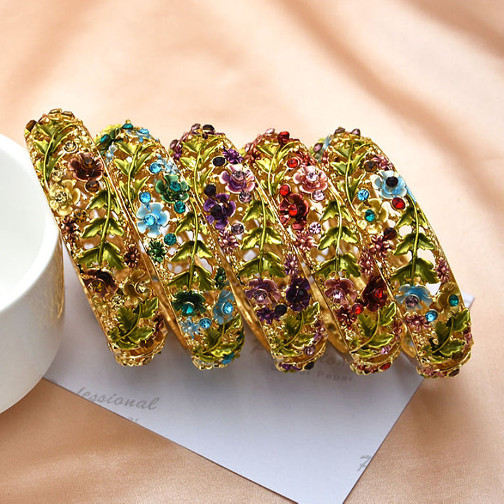 Retro Rose Diamond Studded Hollow Alloy Cloisonne – Jewelry Gift Ideas — 1