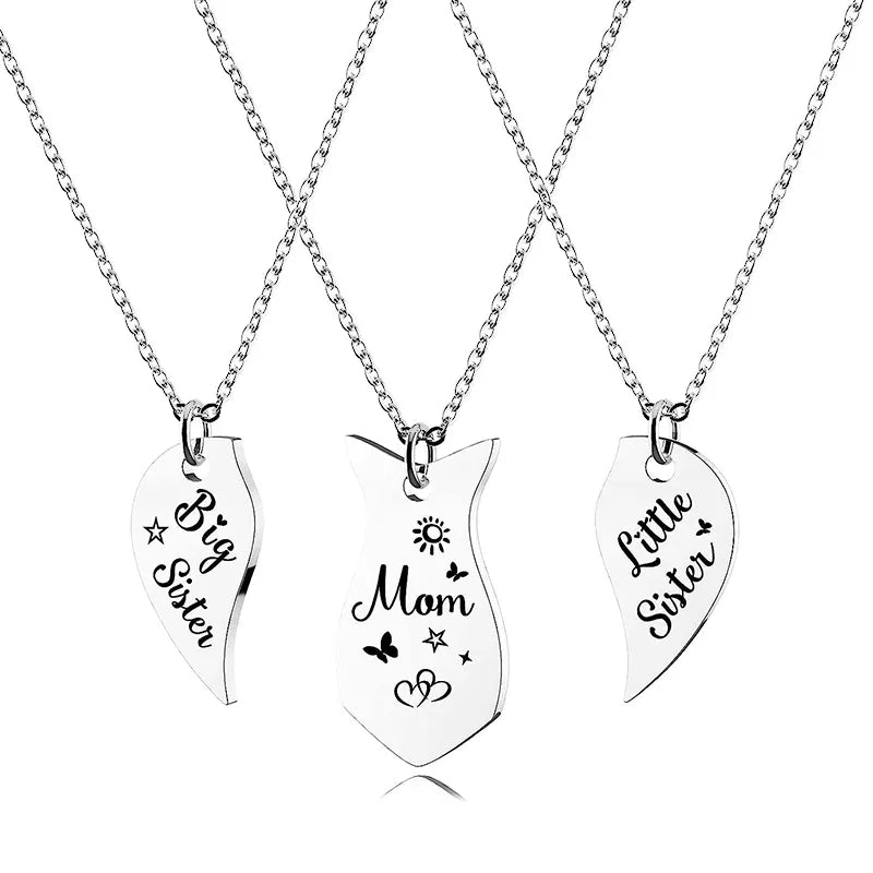 3 PCS Heart-shaped Matching Mom Sisters Necklace Set – Gifts for Her — 1