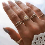 Hollow Love Wave Diamond Combination Ring – Gifts for Couples — 7
