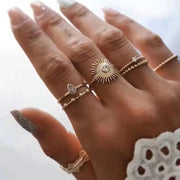 Hollow Love Wave Diamond Combination Ring – Gifts for Couples — 7