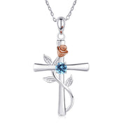 Rose Cross Necklace With Rhinestone Fashion – Jewelry Gift Ideas — 6