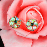 Hot Selling Platinum Opal Diamond Flower Stud Earrings – Gifts for Her — 3