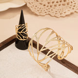 Fashion Hollowed-out Leaves Ring Bracelet Suit – Stylish Gifts — 4