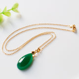 Green Chalcedony Pendant Agate Water Drop – Jewelry Gift Ideas — 3