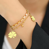 Lucky Clover Pendant Titanium Steel Bracelet – Jewelry Gift Ideas — 2