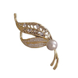 Leaf Anti-glare Buckle Brooch Female Pearl Fixed – Jewelry Gift Ideas — 3