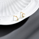 Star Moon Mini S925 Silver Gold Plated Natural Topaz Stud – Gift Ideas — 2
