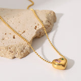 18K Gold Bead Chain With Zirconium Heart Shaped – Jewelry Gift Ideas — 2