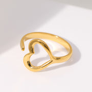 Titanium Steel Ring Female Leaf Love Shape – Gifts for Her — 5