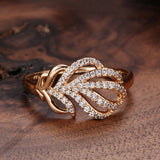Flower Leaf Rose Gold High-end Fashion Ring Women – Stylish Gifts — 3