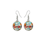 Boho Best Teacher Ever Glass Dome Earrings Stainless – Gifts for Her — 3