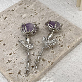 Women's Purple Ore Rose Earrings – Gifts for Her — 4