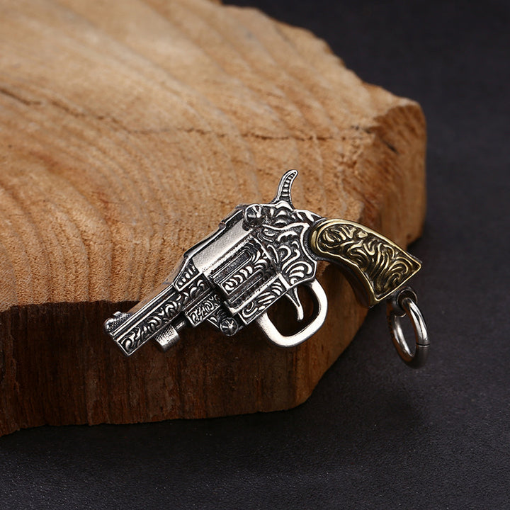 925 Sterling Silver Revolver Pendant – Jewelry Gift Ideas — 1