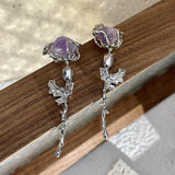 Women's Purple Ore Rose Earrings – Gifts for Her — 5
