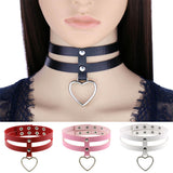 Black PU Leather Peach Heart Pendant Collar – Jewelry Gift Ideas — 6