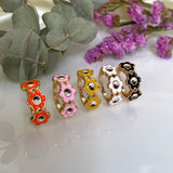 Women's Alloy Drip Oil Color Flower Bagua Ring – Gifts for Her — 10