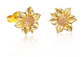 Sterling Silver Earrings Sunflower Simple Diamond Set – Surprise Gifts — 4