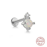 Sterling Silver Opal And Diamond Pierced Threaded Ear – Stylish Gifts — 8