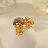 Golden Flowers C- Shaped Earrings New Retro Temperament – Useful Gifts — 2
